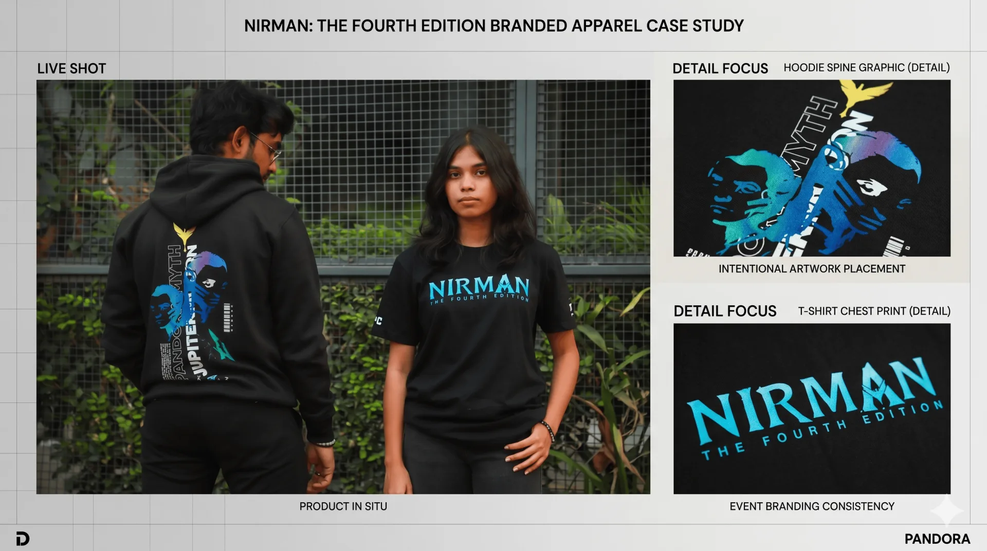 Nirman 4.0 Silicon University Bhubaneswar — Pandora's Myth gradient print on black 300 GSM pullover hoodie